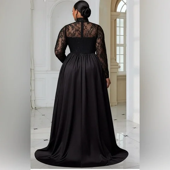 Xpluswear | Dresses | Nwot Xpluswear Elegant Black Embroidered Evening Gown  | Poshmark